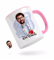 BK Gift Kişiye Özel Erkek Acil Tıp Teknisyeni Karikatürlü Pembe Kupa Bardak-1
