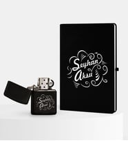 BK Gift Kişiye Özel İsimli Siyah Defter ve Benzinli Çakmak Seti - 7