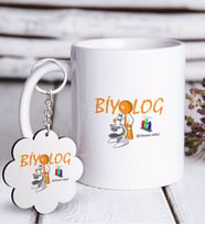 BK Gift Kişiye Özel Mesleki Biyolog Beyaz Kupa ve Anahtarlık Hediye Seti (Model 1)