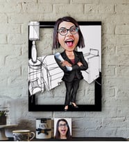 BK Gift Kişiye Özel Bayan İç Mimar Karikatürlü 3D Ahşap Tablo-1