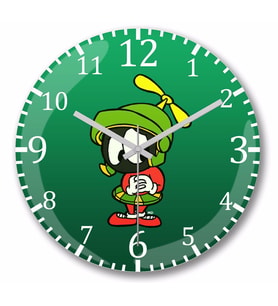 Looney Tunes  Marvin The  Martian  Duvar Saati Bombeli Gercek Cam
