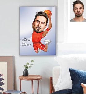 Kişiye Özel Basketbolcu Karikatürlü Ahşap Tablo 30x47 Bay-1