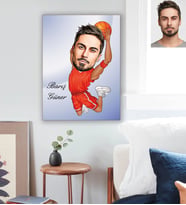 Kişiye Özel Basketbolcu Karikatürlü Ahşap Tablo 30x47 Bay-1