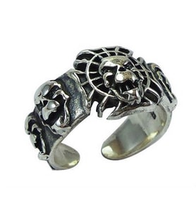 Gotik Kurukafa Skull Gümüş Erkek Yüzüğü 6014703080041