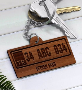 BK Gift Kişiye Özel İsimli Plaka Ahşap Anahtarlık-1 (Beyaz)