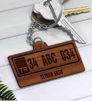 BK Gift Kişiye Özel İsimli Plaka Ahşap Anahtarlık-1 (Beyaz)