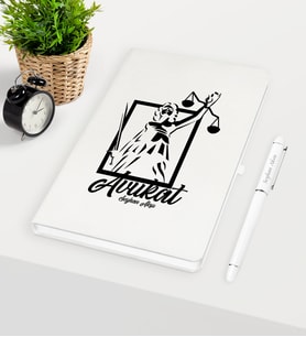 BK Gift Kişiye Özel Avukat Temalı Beyaz Defter Kalem Seti - 16