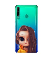 Kahve Saçlı Kız Tasarımlı Süper Şeffaf Silikon Telefon Kılıfı Huawei P40 Lite E