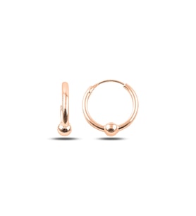 Rose Kaplama 14mm Toplu Halka Gümüş Küpe