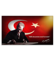 ''Güner Ofis'' Atatürkün Tarım Vecizeli Tablosu Deri Üzerine Kanvas Tablo 80x130