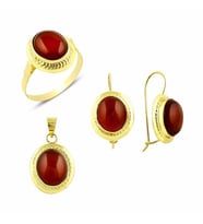 Akik taşlı üçlü set 8.70 Gram 14 Ayar Altın (Çok Renkli)