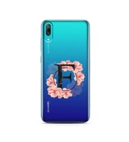 Pembe Çiçekli Harf Tasarım Süper Şeffaf Silikon Telefon Kılıfı Huawei Y7 Pro 201