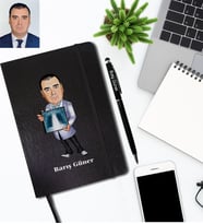 Kişiye Özel Doktor Karikatürlü Siyah Defter Kalem Hediye Seti Bay-4