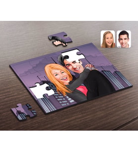 BK Gift Kişiye Özel Sevgililer Karikatürlü Ahşap Puzzle-88