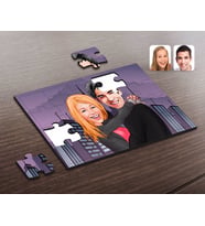 BK Gift Kişiye Özel Sevgililer Karikatürlü Ahşap Puzzle-88