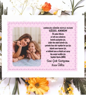 Kişiye Özel Resimli Anneler Günü Çerçeve Kız Bebek
