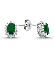 Lova Pırlantalı Oval Zümrüt Anturaj Küpe - 3040013