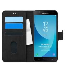 Microsonic Samsung Galaxy J7 Core Kılıf Fabric Book Wallet Siyah