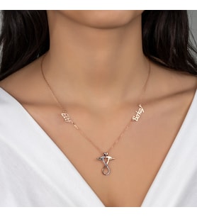 Else Silver 2 İsimli Sarılan Çift Gümüş Sonsuzluk Kolye