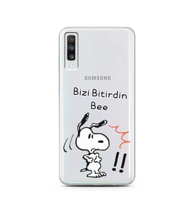 Snoopy Tasarımlı Süper Şeffaf Silikon Telefon Kılıfı Samsung A70