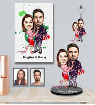 Kişiye Özel Sevgili Karikatürlü 3 lü Hediye Seti Model 4