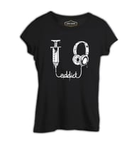 Music Addict Siyah Kadın Tshirt