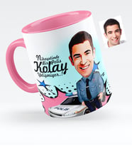 BK Gift Kişiye Özel Bay Polis Karikatürlü Pembe Kupa Bardak  6