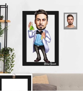 Kişiye Özel Kimyager Karikatürlü 3D Ahşap Tablo 30x47  Bay-1