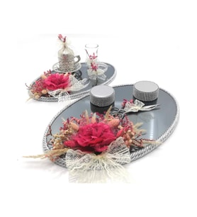 Lora Davet Damat Fincanı ve Söz Nişan Tepsisi Takım (1 Adet) Fushia - 54428