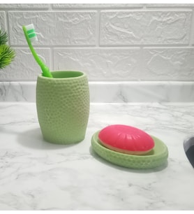 ZBOSP-C30	SABUNLUK DİŞ FİRÇALİK 2 Lİ BANYO SETİ,YEŞİL PETEK MODEL,POLİRESİN
