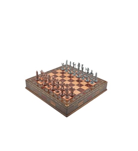 Gifthome Metal Satranç Takımı/Seti;Büyük,Mısır,Antik,Gül,Sandıklı Masif Ahşap Satranç Tahtası (Çok Renkli)