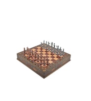 Gifthome Metal Satranç Takımı/Seti;Büyük,Mısır,Antik,Gül,Sandıklı Masif Ahşap Satranç Tahtası (Çok Renkli)