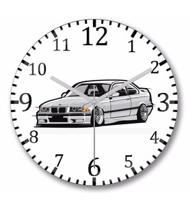 Bmw Stanced out E36 Gray Duvar Saati Bombeli Gercek Cam