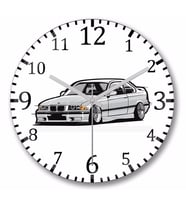 Bmw Stanced out E36 Gray Duvar Saati Bombeli Gercek Cam
