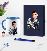BK Gift Kişiye Özel Bay Yunus Polis Karikatürlü Lacivert Defter Kalem Kupa Seti (Model 1)
