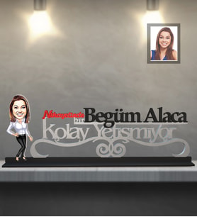 Kişiye Özel Patron Karikatürlü Kolay Yetişmiyor Ahşap Biblo Bayan-19