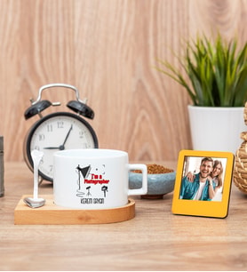 Fotoğrafçı Fincan ve Turuncu Mini Fotoğraf Çerçevesi
