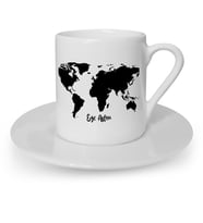 BK Gift Kişiye Özel World Map Tasarımlı Türk Kahvesi Fincanı  1