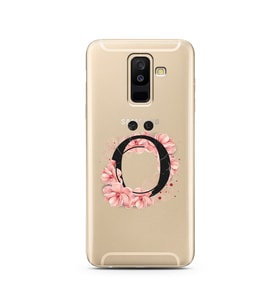 Pembe Çiçekli Harf Tasarım Süper Şeffaf Silikon Telefon Kılıfı Samsung A6 Plus Ö