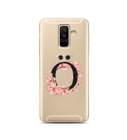 Pembe Çiçekli Harf Tasarım Süper Şeffaf Silikon Telefon Kılıfı Samsung A6 Plus Ö