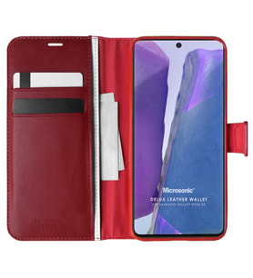 Microsonic Samsung Galaxy Note 20 Kılıf Delux Leather Wallet Kırmızı