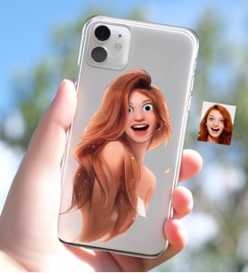 BK Gift Kişiye Özel Kadın Animasyon Karikatürlü iPhone 11 İnce Şeffaf Silikon Telefon Kapağı-9 (Beyaz)