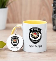 Özel Harekat Polisi Sarı Kupa Bardak Ve Anahtarlık Set