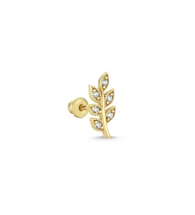 Altın Yapraklı Tragus Helix Küpe