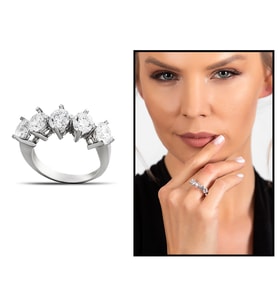 Starlight Diamond Pırlanta Montür Klasik Tasarım 925 Ayar Gümüş Kadın Beştaş Yüzük