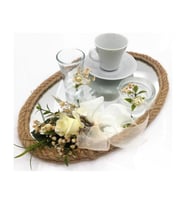 Lora Davet Damat Kahve Fincanı Tepsisi Oval (1 Adet) Beyaz - 54194