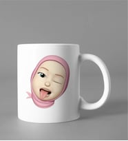 Emoji Kız Tesettürlü Stiker Kupası