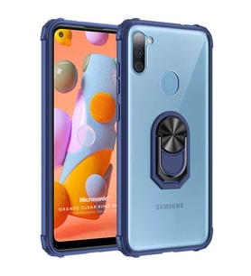 Microsonic Samsung Galaxy A11 Kılıf Grande Clear Ring Holder Lacivert
