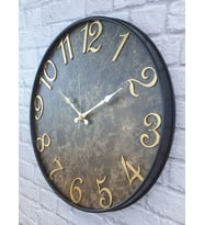 Markakanvas Metal Kasalı Mermer Desenli Altın(Gold) Renkli Duvar Saati 50 cm