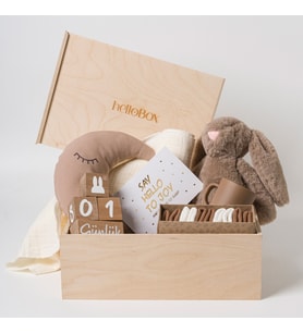 Premium Unisex Bebek Hediye Kutusu - Peluş Tavşanlı Yenidoğan Seti - Doğum/Baby Shower Hediyesi